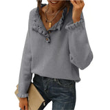 And Autumn 2025 New Women's Knitted Top Casual Long-Sleeved Button-Lace Cloth Cloth