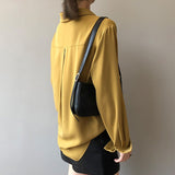 Casual Loose Satin Silk Blouses Women 2023 Autumn Casual Office Long Sleeve Shirt Fashion Turn-down Collar Women Tops