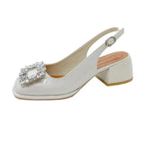New Baotou Sandals French Retro Square Drill Buckle After The Air Coarse Temperament Fairy