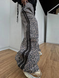 Leopard-Print Tug Trousers Women's Tide In 2025 Spring Side Stripes Loose Thin Broad Leg Trousers
