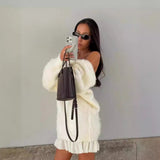 2025 Fashion Sweet Lazy Long Sleeves And Rolled Back Knitted Sweater Women