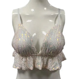 Style Sequins Show Hot Blouse DS Nightclub Stage Lotus Leaf Edge Suspender Navel