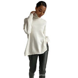 High-Necked Sweater For Autumn/Winter 2025 Women Selling Open-Fork Knitted Shirt Design Soft Tops
