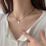 Galaxy Silver Pearl Necklace-Outfit