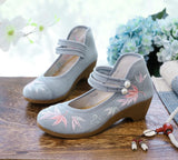 Zingj Heels Single Shoes Lady Spring And Summer Style Retro Embroidered Cloth Shoes National Wind Female Chinese Wind Cheongsam