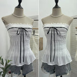 Shoot Hottie Tset Lady Summer Lace Lace T-Shirt With Bra Strap Short Vest Strap
