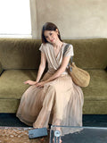 Xixi 2025 Summer New Korean Version Of Elegant Temperament V Collar Cross Thin Silk Shirt Women's Top