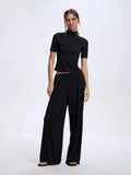 2025 New Modeler Set Women's Soft Comfortable Round-Neck Short-Sleeved Blouse +