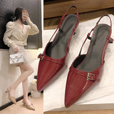 Temperament Sharp Leather-Skinned Sandals 2025 New Fairy Style Retro Fine Behind The Empty Sandals