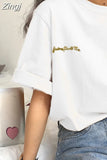 Sleeve T-shirts Women Summer Embroidery Loose Korean Style Simple All-match Trendy Causal Chic Girls Ins BF Tees Daily