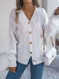 2025 Casual V-Neck Lantern Sleeve Taut Cardigan Sweater Coat Women's