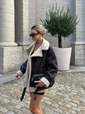 Faux Fur Double-sided Zipper Jacket-Outfit