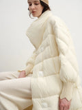 Xixi 2025 Winter New Temperament Simple Thin Long Coat Duck Down Jacket Coat Women