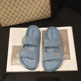 Word Buckle Magic Sticker Retro Slippers Thick Bottom Small Man To Increase The Design Of The Net Red Big Brand Flat For The Summer Cool