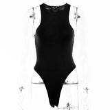 Sexy Backless Hollow Out Bodycon Bodysuit For Women O-Neck Sleeveless Bodys Top Summer Solid Basic Bodysuits Streetwear 211-0-Outfit