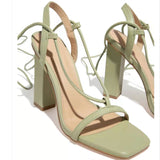 Ankle Strap High Heel Sandals Women Summer Square Thick Heel Fashion Cool Slippers