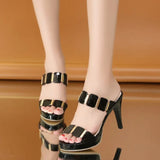Women's Shoes 2025 Summer New Korean Version Of Cold Slippers Fish Mouth High Heels Drag Outside Wearing Cold