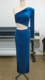 Women's Slanted Shoulder Long-Sleeved Velvet Fashion Sexy Body Fork Sexy Bag Hip