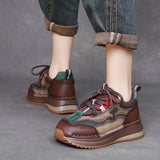 Layer Of Cow Skin Coloring Sports Casual Shoes Women's Autumn And Winter New Slope And Old Dad Shoes Comfortable Soft-Soled Women's