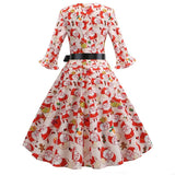 Vintage Christmas Women Petal Sleeve Elegant Party Clothes Ladies Casual Winter Midi