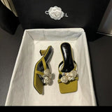 Clip Toe Cool Slippers 2025 Summer New External Wear High Heels Fashion Coarse Square Women's