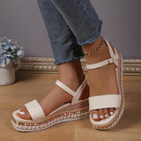 Summer New Pine Cake Dew Sandals With High Heel Lady Fashion Thick Bottom Slope Heel Women's
