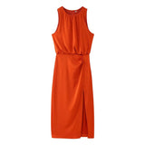 2025 New Women's Clothing Collar With No Sleeves Folds Decor