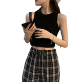 Zingj Round Collar Shows Thin Crop Short Money Wear Vest Summer 2024 New Hot Girl Sling Top Design