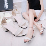 Women's Thick Heel High Heel Women's Fashion Sandals Summer Buckle Shoes 5 Cm