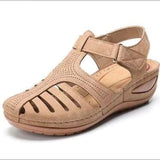 Summer New Large-Size Hole Shoe Bag Head Retro Sandals Magic Sticker Hollow Slope And Round Head Women's