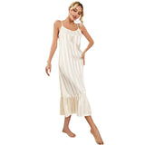 Zingj Women's Pajamas Summer High Sense Ice Silk Sexy Halter Nightdress Female