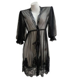 Women Spring And Autumn Thin Mesh Long Sexy Long Sleeve Bathrobe Pyjamas Women Summer Lace Morning Robe