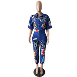 New Style Brand Fashion Hip Hop Style Women Jumpsuit Special Letter Turn Down Collar Half Sleeve Romper