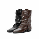 Heavy Trouser Tube Boots Women's Tips 2025 Autumn And Winter Design Feel The Western Boots In The Coarse And Medium Boots Women's