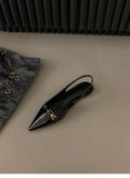 Flat-Bottomed Black-Headed Sandals Fairy Shoes 2025 New Spring And Summer Pointed Drill Temperament Single
