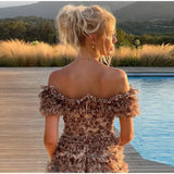 Off-shoulder Floral Printed Ruffles Mini Dress- Outfit