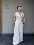 Xixi 13 Lines 2025 Summer New Temperament Simple Thin Elegant V-Tneck T-Shirt Top Women