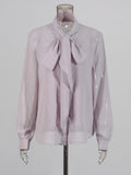 Senior Sense Long-Sleeved Shirt Women 2025 Autumn And Winter New Ribbon Irregular Perspective Design Thin Top