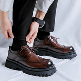 2025 New Platform Derby Shoes Block Casual Shoes British Port Wind Leather Shoes Niche Fashion Premium