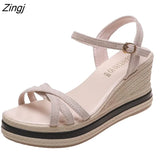 New Fashion Women Wedge Sandals Summer Platform Sandals Buckle Strap Open Toe Platform Casual Shoes Ladies