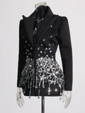 Temperament Elegant Wind Autumn 2025 New Splicing Nail Drill Design High-Rise Thin Suit Dress