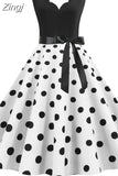Dot Summer Dress Women Pinup Elegant Vintage Party Dress Casual Office Tank Sleevelss A Line