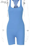 Sexy Women Sleeveless Romper Jumpsuits Slim Bodysuit Sports Short Pants Clubwear Backless Biker Shorts Playsuits