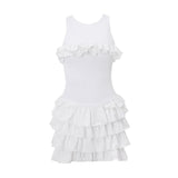 Zingj Women's Wear 2024 Summer New Sexy Hollow Lace-Up With Flounce High Temperament Cake