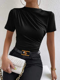 Spring And Summer Small High-Collar Folding Body Short-Sleeved Lady