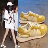 Striped Sneakers Women 2025 Autumn New Thick Sole Height Old Shoes Net Breathable Leisure Aggan