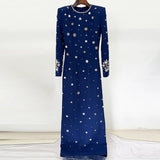 New Star Fashion Heavy Industry Nails Studded Long Dress Dress Dress