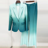 New Star Fashion Temperament Gradient Color Repair Suit Trouser Trousers Set Two