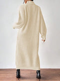 Women's Sweater Skirt Fashion Jacket High-Necked Long-Sleeved Knitted Skirt Solid-Colored Inside