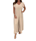 Summer New Women's Clothing With Lotus Leafy Broad Leg Trousers Solid Casual Jumpsuit